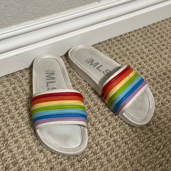 Melissa Printed Pool Slides rainbow size 6 - Picture 1 of 3